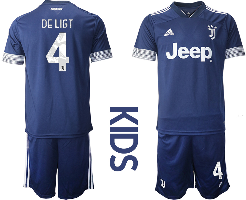 Youth 2020-2021 club Juventus away blue #4 Soccer Jerseys